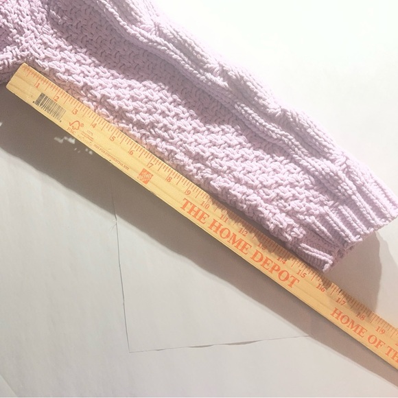 Lavender Cable Knit Crop Turtleneck Sweater grandma core Large - Picture 3 of 8